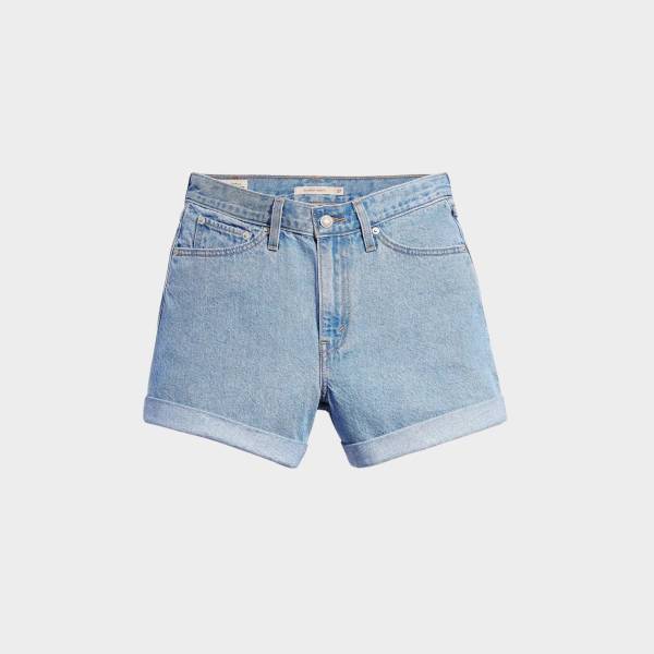 LEVI'S ROLLED 80S MOM SHORTS MED INDIGO - FLAT FINISH