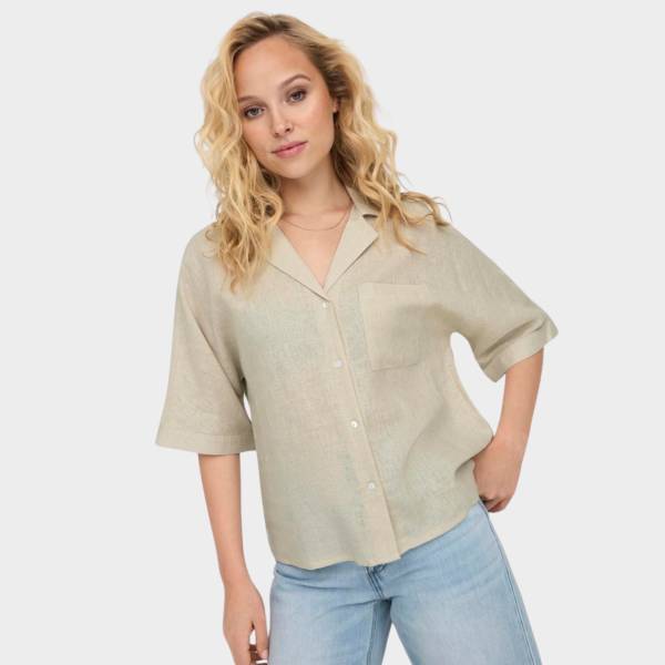 ONLY TOKYO SHORTSLEEVE LINEN BLEND SHIRT