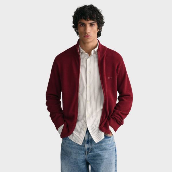 GANT COTTON PIQUE ZIP CARDIGAN