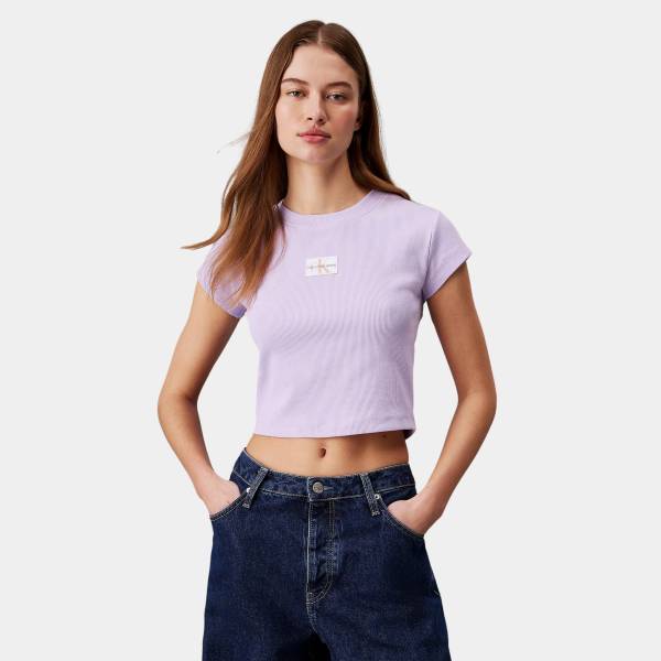 CALVIN KLEIN JEANS WOVEN LABEL RIB BABY TEE