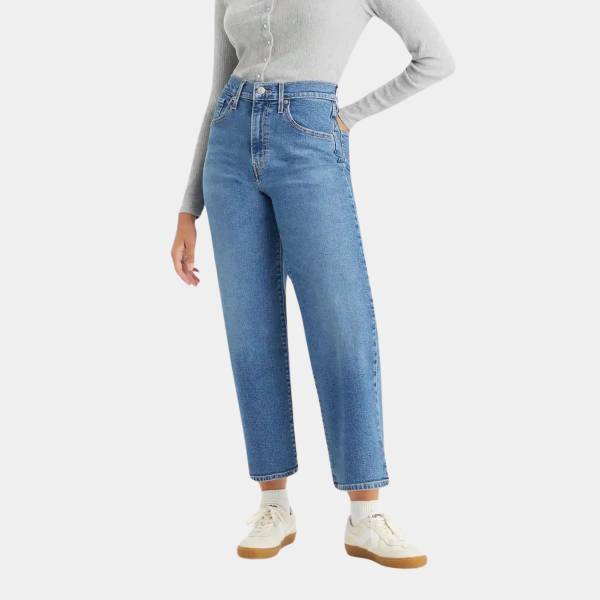 LEVIS HIGH RISE WIDE LEG MED INDIGO - WORN IN