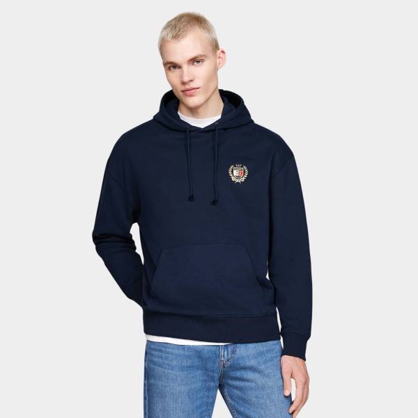 TOMMY JEANS MENS REGULAR FLAG CREST HOODIE