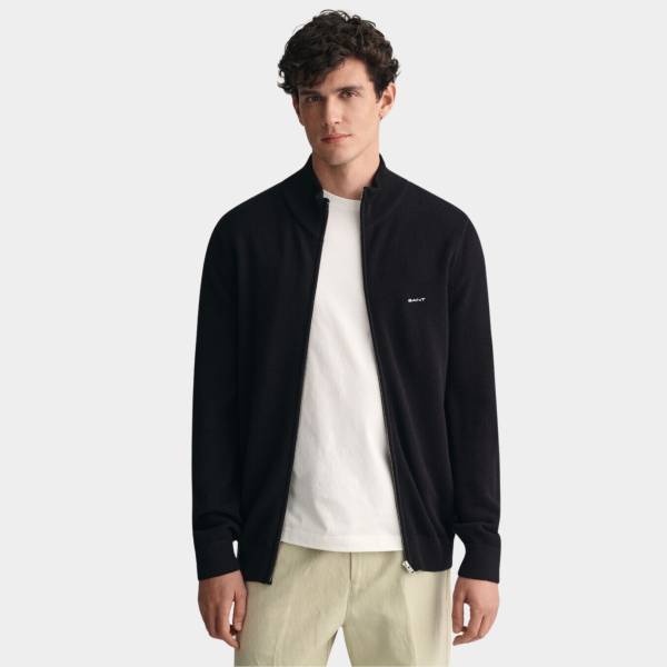 GANT COTTON PIQUE ZIP CARDIGAN