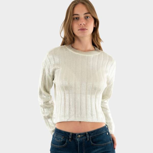 ONLY KAMA LS O-NECK FOIL KNIT