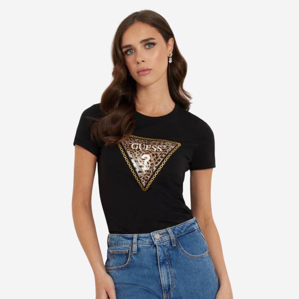 GUESS  TRIANGLE LEOPARD TEE