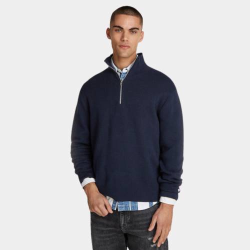 TOMMY JEANS MENS REGULAR HALF ZIP SWEATER