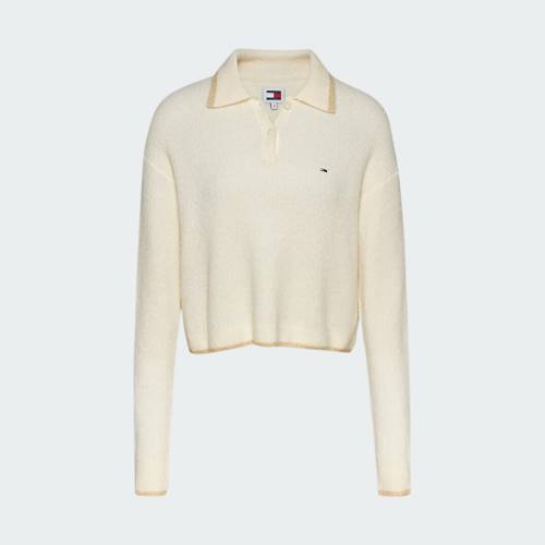 TOMMY JEANS WOMENS GLITTER POLO SWEATER