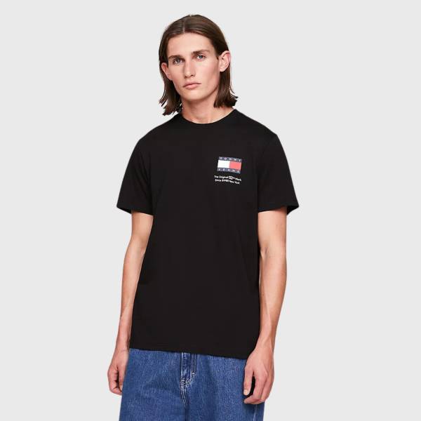 TOMMY JEANS MENS SLIM ESSENTIAL FLAG TEE