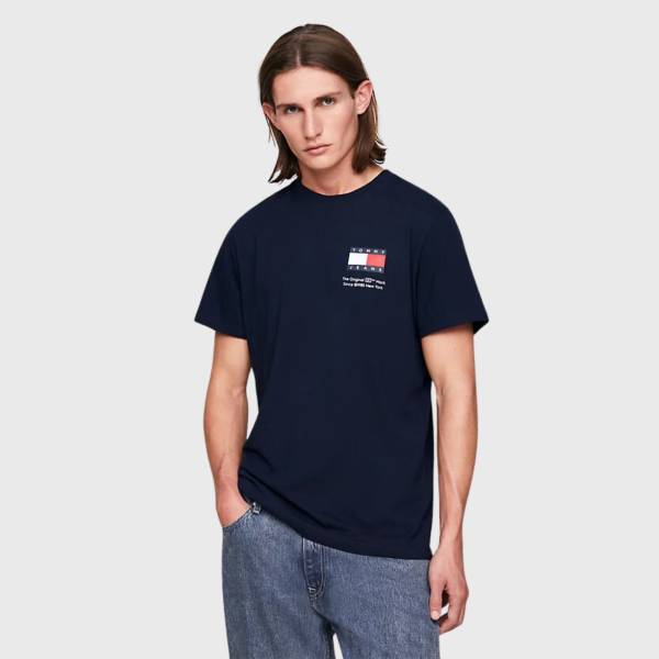 TOMMY JEANS MENS SLIM ESSENTIAL FLAG TEE