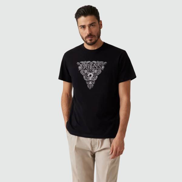 GUESS FLOWER EMBROIDERED T SHIRT