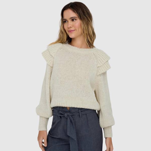 ONLY LALICIA LS RUFFLE O-NECK KNIT